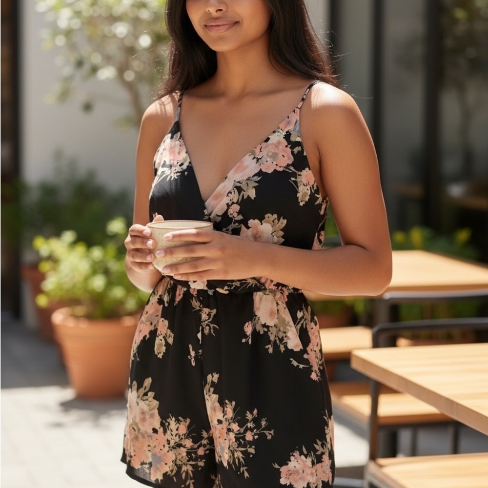 Sienna Sky Black and Pink Floral Jumpsuit - Picture 2 of 6